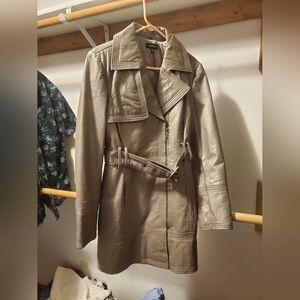 Bebe Trench Coat with Belted Waist and Epaulettes